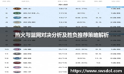 热火与篮网对决分析及胜负推荐策略解析