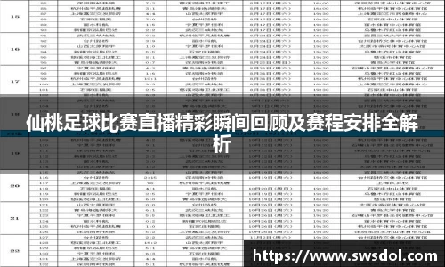 仙桃足球比赛直播精彩瞬间回顾及赛程安排全解析
