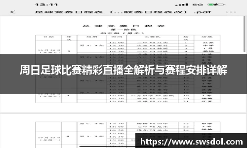 周日足球比赛精彩直播全解析与赛程安排详解