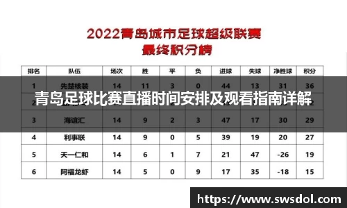 青岛足球比赛直播时间安排及观看指南详解